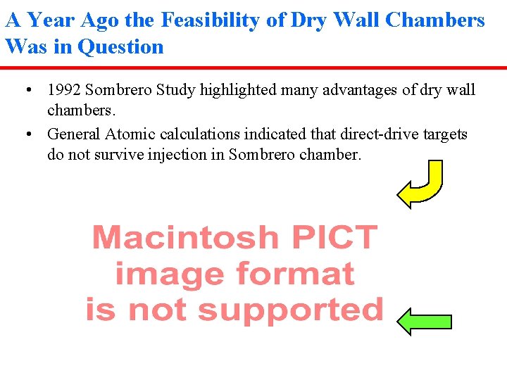 A Year Ago the Feasibility of Dry Wall Chambers Was in Question • 1992