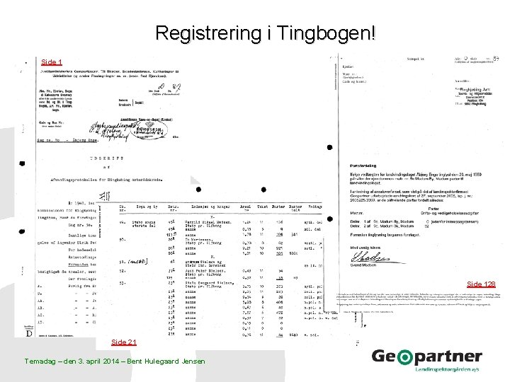 Registrering i Tingbogen! Side 128 Side 21 Temadag – den 3. april 2014 –