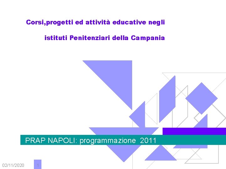 Corsi, progetti ed attività educative negli istituti Penitenziari della Campania PRAP NAPOLI: programmazione 2011
