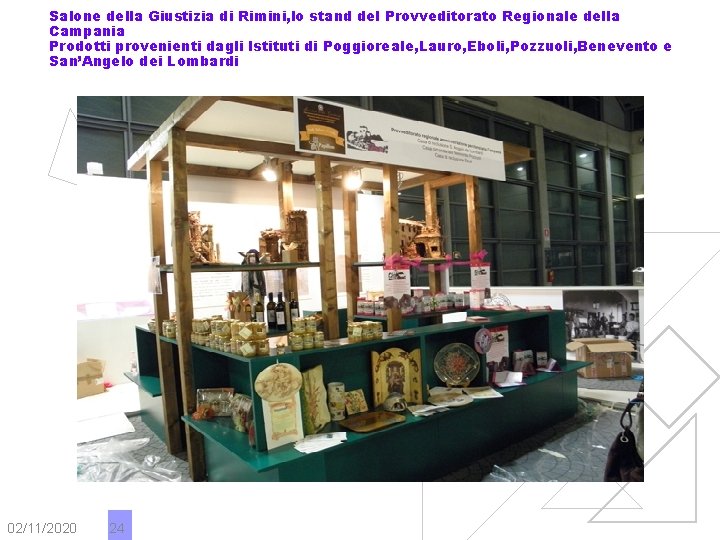 Salone della Giustizia di Rimini, lo stand del Provveditorato Regionale della Campania Prodotti provenienti