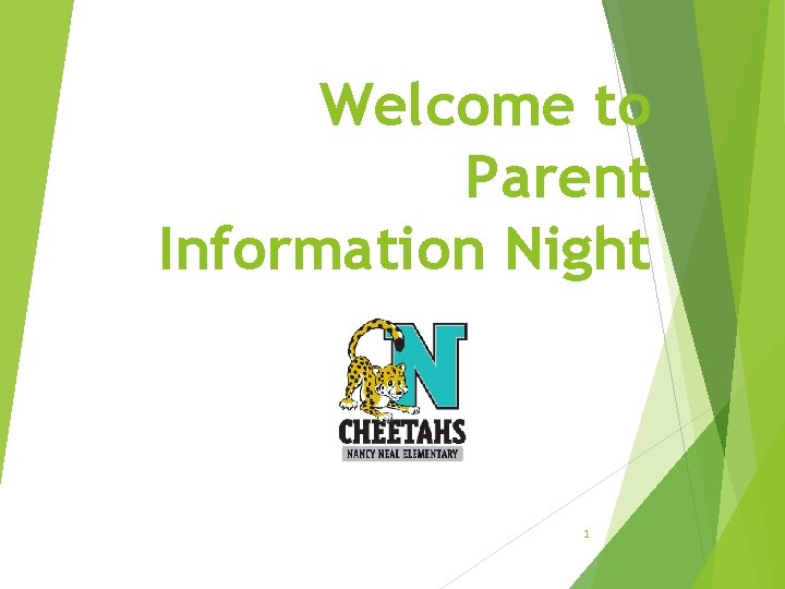 Welcome to Parent Information Night 1 