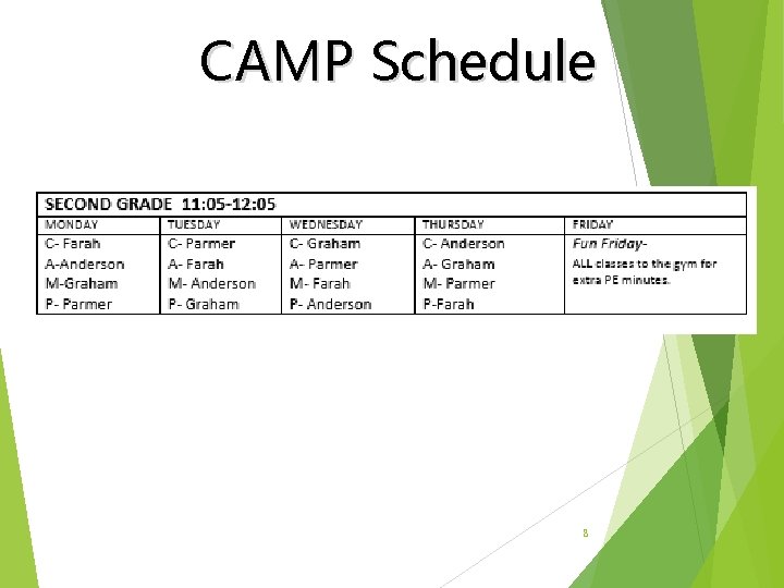 CAMP Schedule 8 