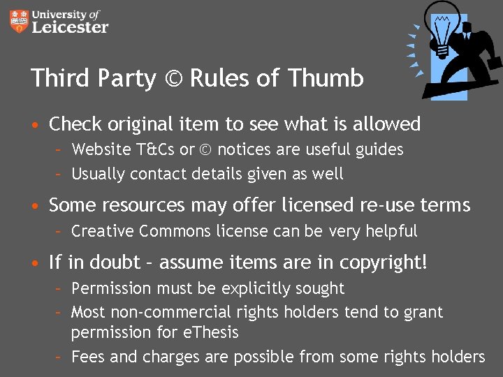 Third Party © Rules of Thumb • Check original item to see what is Third Party © Rules of Thumb • Check original item to see what is