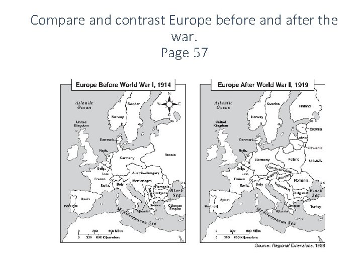 Compare and contrast Europe before and after the war. Page 57 