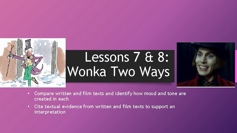 Lessons 7 & 8: Wonka Two Ways • Compare written and film texts and Lessons 7 & 8: Wonka Two Ways • Compare written and film texts and