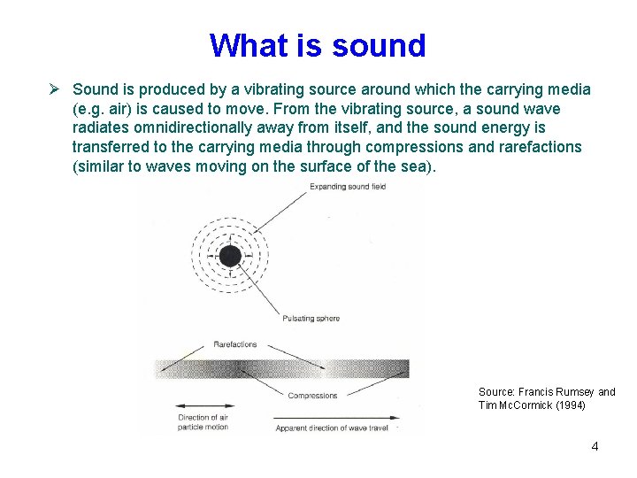 What is sound Ø Sound is produced by a vibrating source around which the