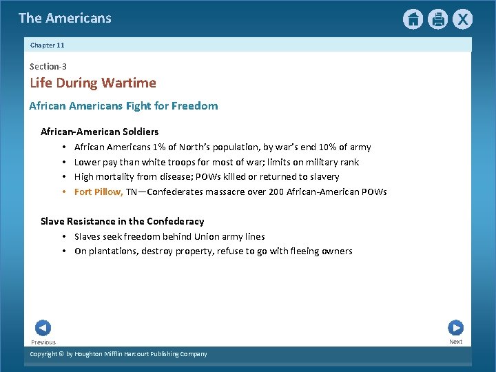 The Americans Chapter 11 Section-3 Life During Wartime African Americans Fight for Freedom African-American