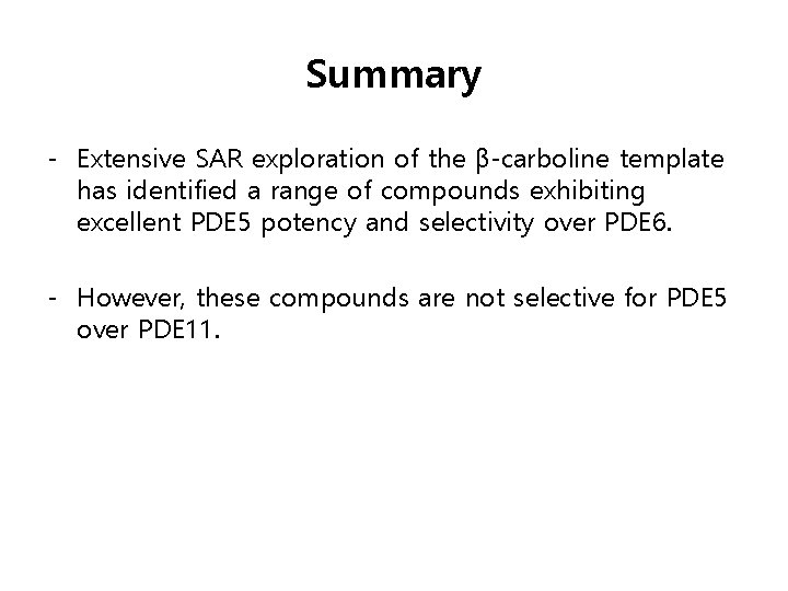 Summary - Extensive SAR exploration of the β-carboline template has identified a range of