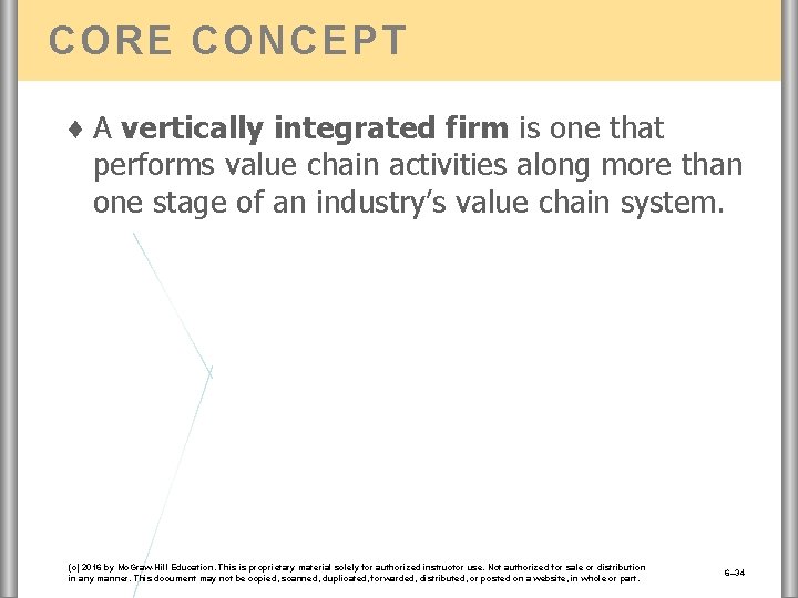CORE CONCEPT ♦ A vertically integrated firm is one that performs value chain activities