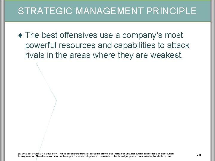 STRATEGIC MANAGEMENT PRINCIPLE ♦ The best offensives use a company’s most powerful resources and