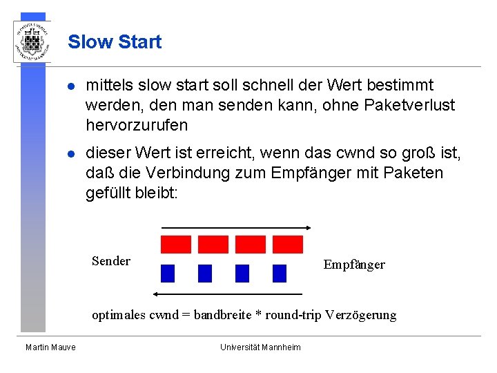 Slow Start l mittels slow start soll schnell der Wert bestimmt werden, den man