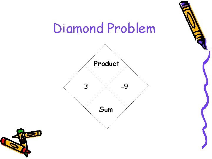 Diamond Problem Product 3 -9 Sum 