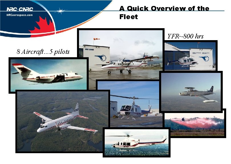 A Quick Overview of the Fleet YFR~800 hrs 8 Aircraft… 5 pilots 