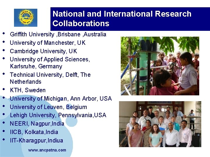 National and International Research Collaborations • • • Griffith University , Brisbane , Australia