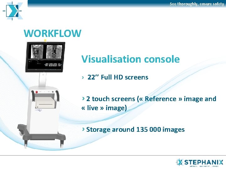 See thoroughly, ensure safety WORKFLOW Visualisation console 22’’ Full HD screens 2 touch screens