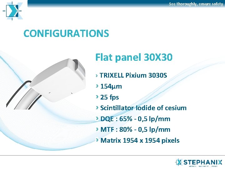 See thoroughly, ensure safety CONFIGURATIONS Flat panel 30 X 30 TRIXELL Pixium 3030 S