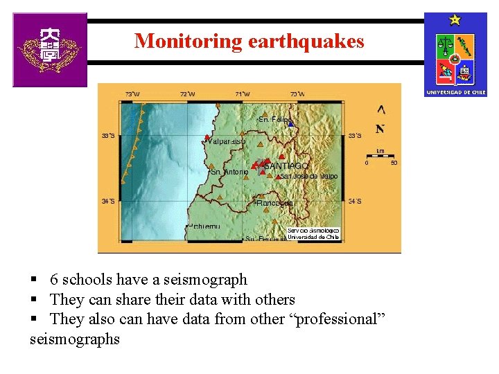 Monitoring earthquakes § 6 schools have a seismograph § They can share their data