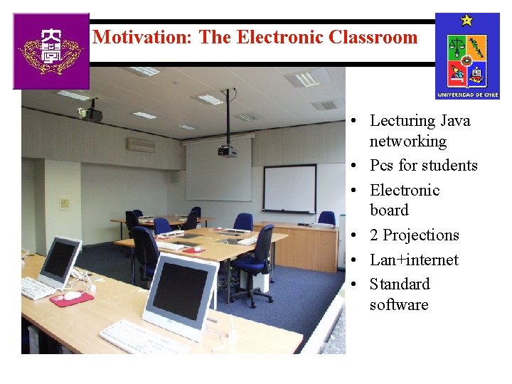 Motivation: The Electronic Classroom • Lecturing Java networking • Pcs for students • Electronic