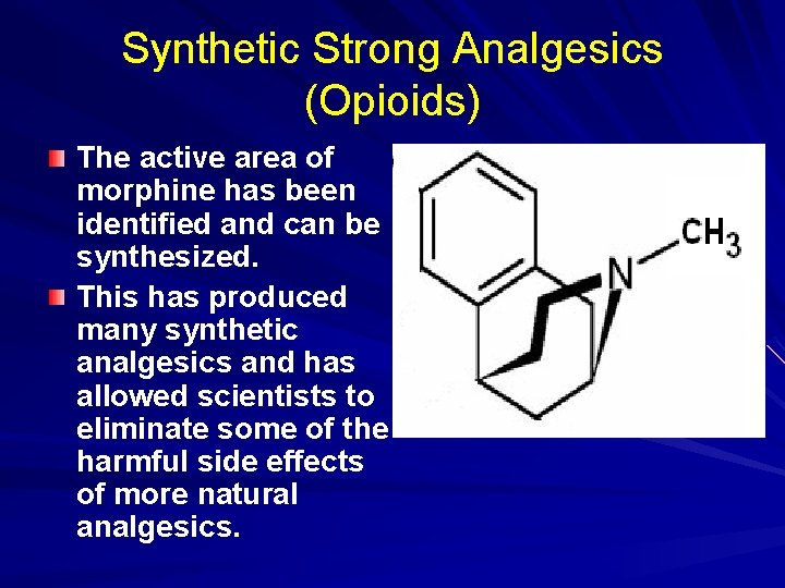 Synthetic Strong Analgesics (Opioids) The active area of morphine has been identified and can