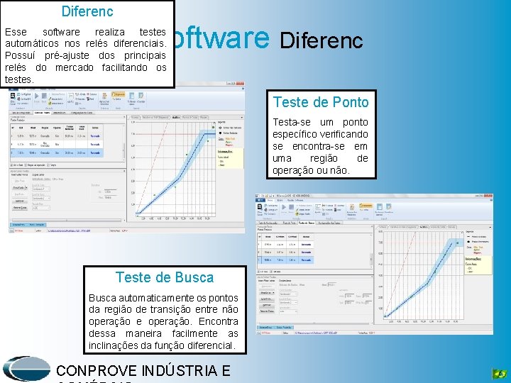 Diferenc Software Diferenc Esse software realiza testes automáticos nos relés diferenciais. Possuí pré ajuste