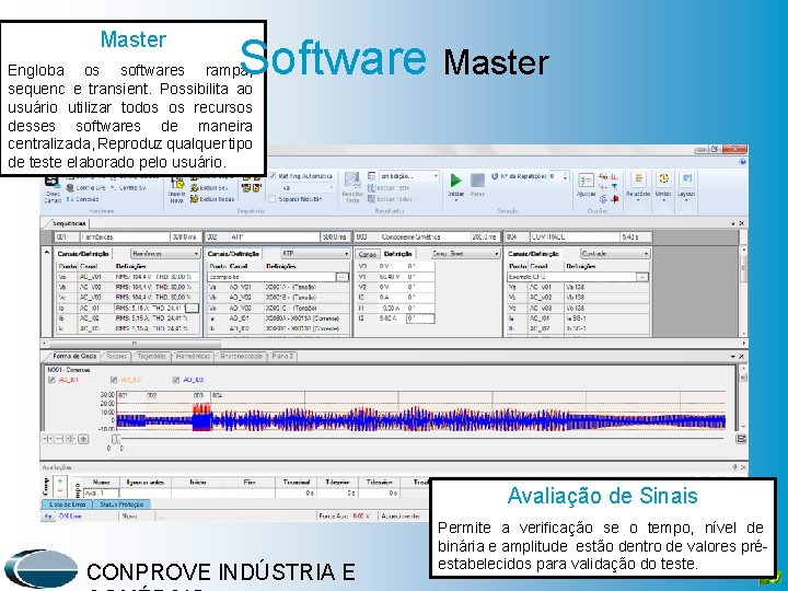 Master Software Master Engloba os softwares rampa, sequenc e transient. Possibilita ao usuário utilizar