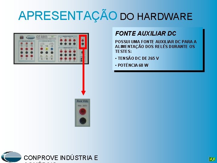 APRESENTAÇÃO DO HARDWARE FONTE AUXILIAR DC POSSUI UMA FONTE AUXILIAR DC PARA A ALIMENTAÇÃO