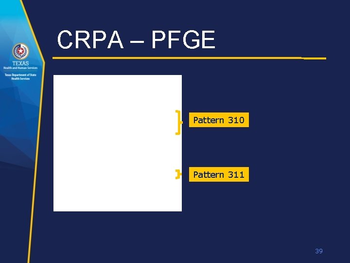CRPA – PFGE Pattern 310 Pattern 311 39 