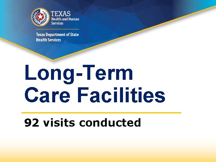 Long-Term Care Facilities 92 visits conducted 