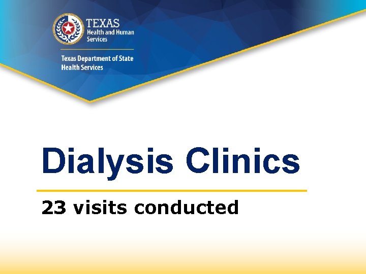 Dialysis Clinics 23 visits conducted 