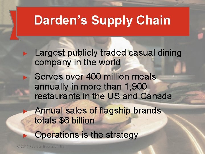 Darden’s Supply Chain ► ► Largest publicly traded casual dining company in the world