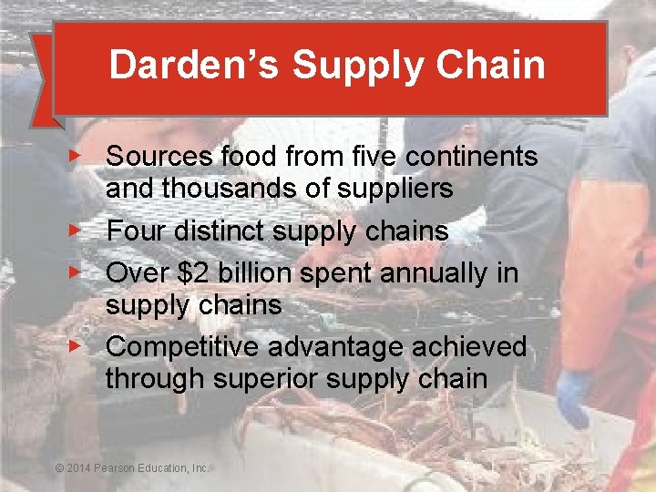 Darden’s Supply Chain ▶ Sources food from five continents and thousands of suppliers ▶