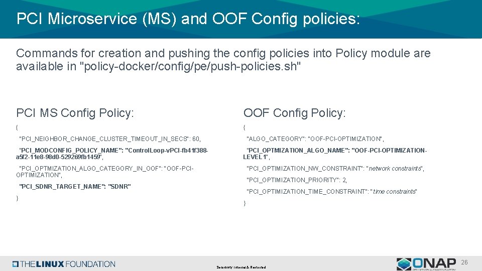 PCI Microservice (MS) and OOF Config policies: Commands for creation and pushing the config