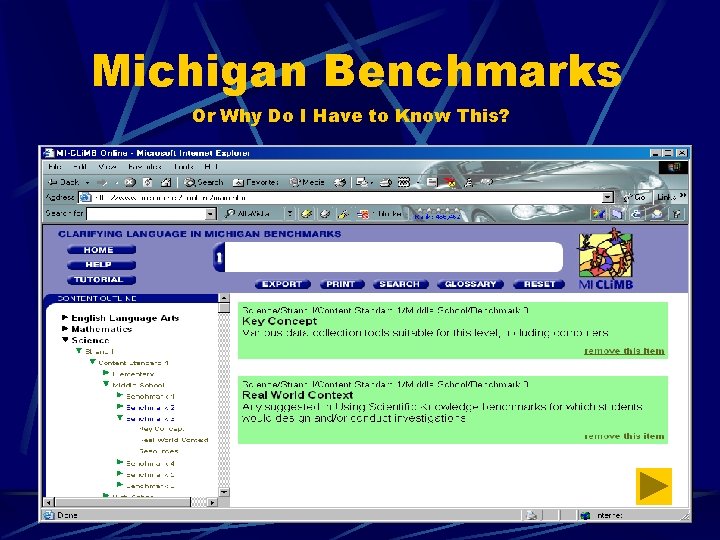 Michigan Benchmarks Or Why Do I Have to Know This? 