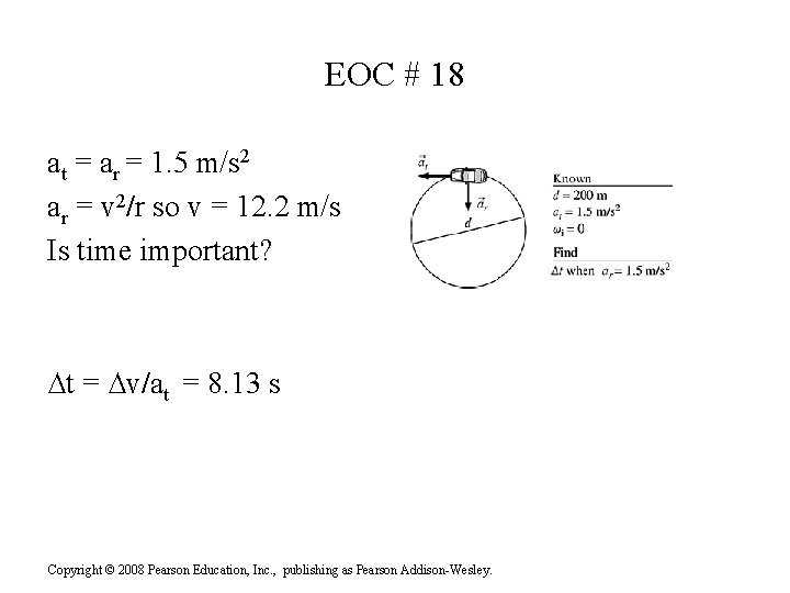 EOC # 18 at = ar = 1. 5 m/s 2 ar = v EOC # 18 at = ar = 1. 5 m/s 2 ar = v