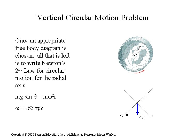 Vertical Circular Motion Problem Once an appropriate free body diagram is chosen, all that Vertical Circular Motion Problem Once an appropriate free body diagram is chosen, all that