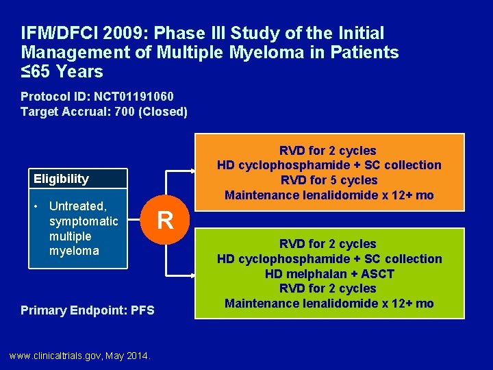 IFM/DFCI 2009: Phase III Study of the Initial Management of Multiple Myeloma in Patients