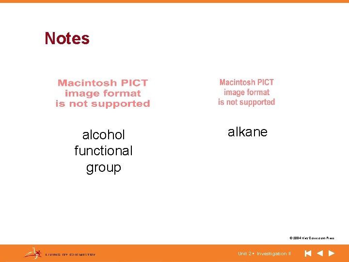 Notes alcohol functional group alkane © 2004 Key Curriculum Press. Unit 2 • Investigation