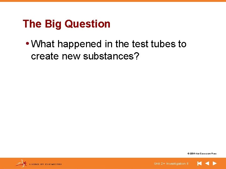 The Big Question • What happened in the test tubes to create new substances?