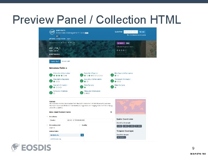 Preview Panel / Collection HTML 9 SESIP-0716 -TBD Preview Panel / Collection HTML 9 SESIP-0716 -TBD