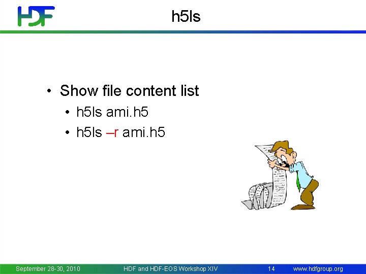 h 5 ls • Show file content list • h 5 ls ami. h