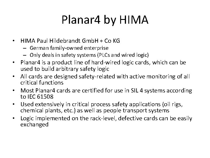 Planar 4 by HIMA • HIMA Paul Hildebrandt Gmb. H + Co KG –