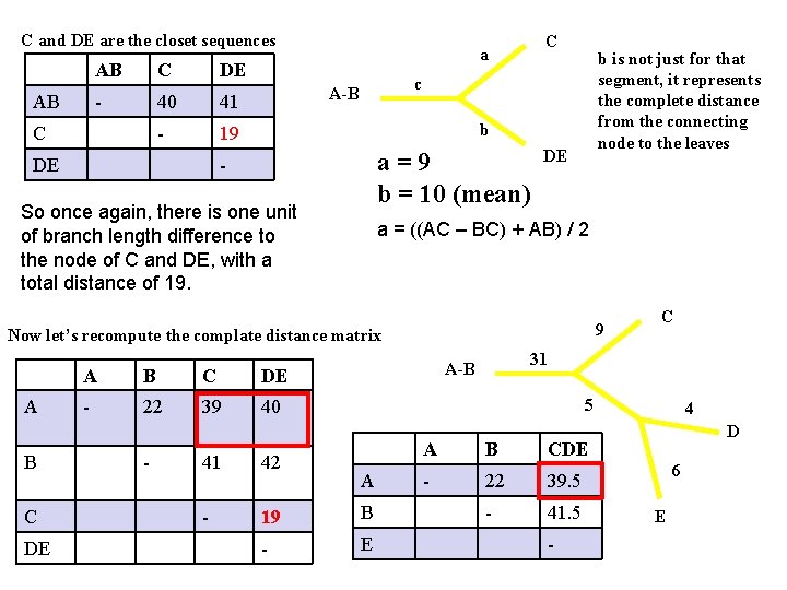 C and DE are the closet sequences AB AB C - C DE 40