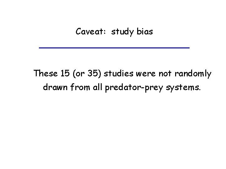 Caveat: study bias These 15 (or 35) studies were not randomly drawn from all