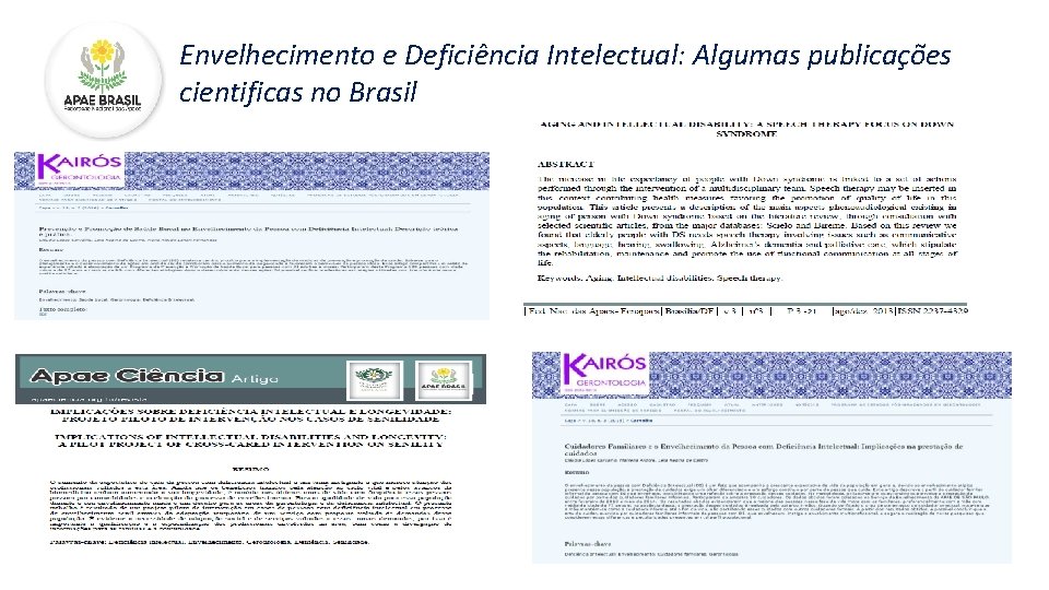 Envelhecimento e Deficiência Intelectual: Algumas publicações cientificas no Brasil 