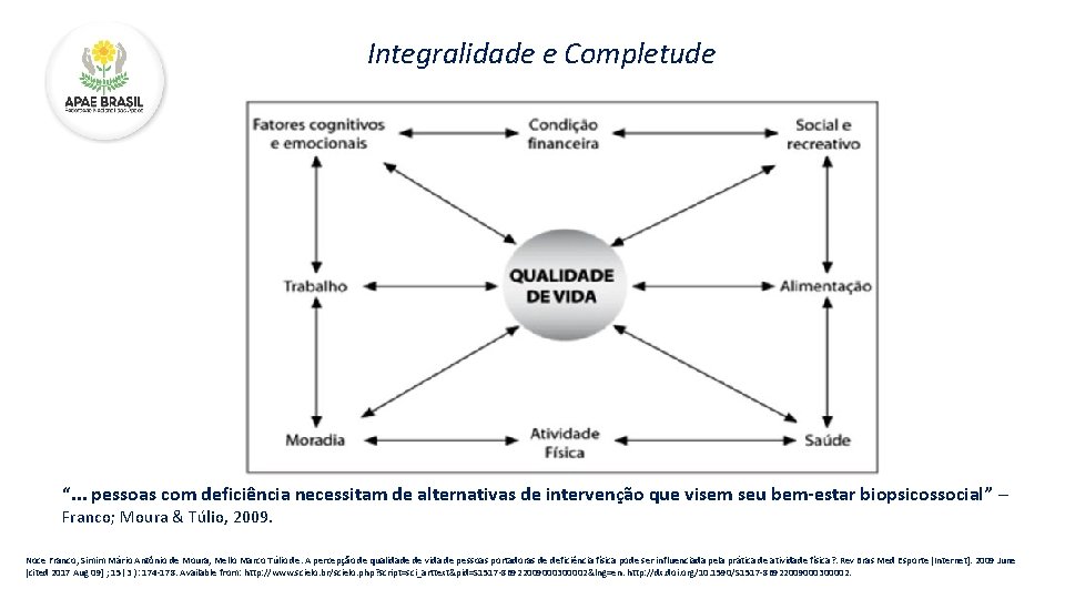 Integralidade e Completude “. . . pessoas com deficiência necessitam de alternativas de intervenção