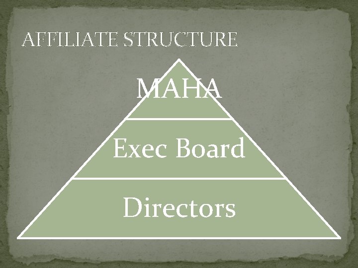 AFFILIATE STRUCTURE MAHA Exec Board Directors 