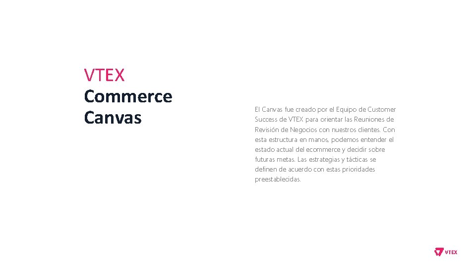 VTEX Commerce Canvas El Canvas fue creado por el Equipo de Customer Success de
