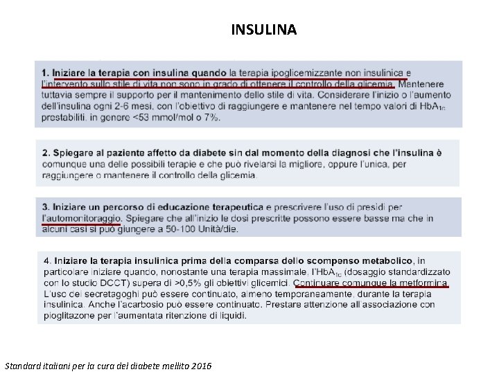 INSULINA Standard italiani per la cura del diabete mellito 2016 