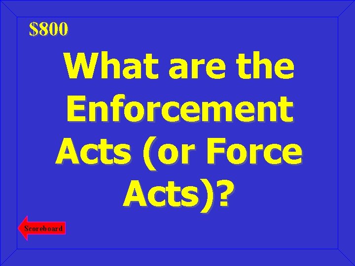 $800 What are the Enforcement Acts (or Force Acts)? Scoreboard 