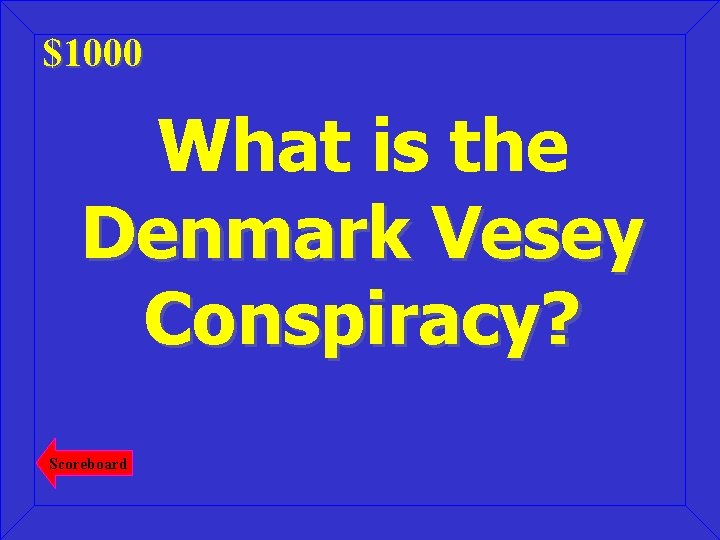 $1000 What is the Denmark Vesey Conspiracy? Scoreboard 